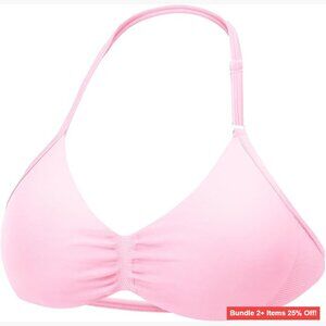 Strappy Halter Sports Bra Padded Medium Support Seamless Workout Yoga